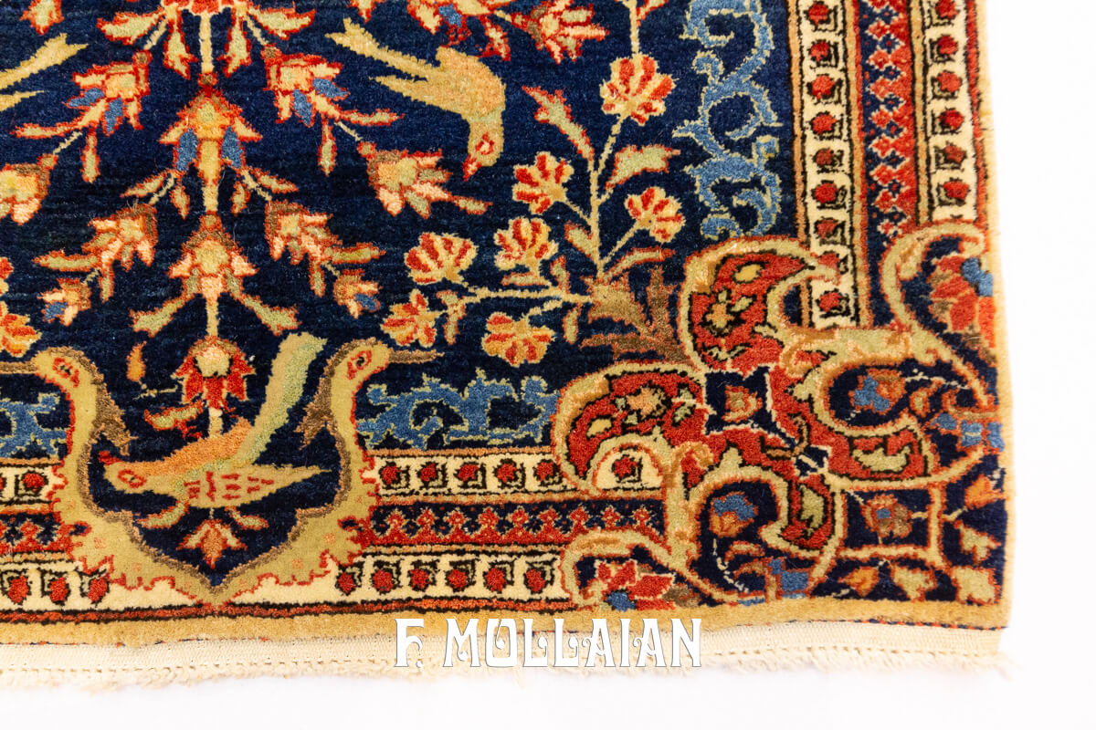 Tappeto Kashan Mohtasham di Seta Colore Blu n°:368173